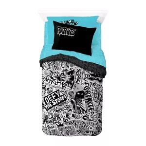 Fortnite Defy The Storm Twin/ Full Comforter Pillowcase & Sheet Set Black White - Picture 1 of 7