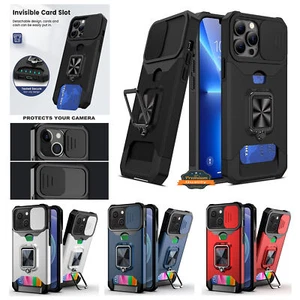 For Samsung Galaxy A15 5G Hybrid Wallet Camera Card Slot & Ring Stand Case Cover - Picture 1 of 45