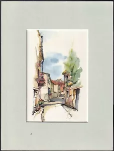 Rue de Village PROVENCE Gravure LITHOGRAPHIQUE 180 x 240 mm avec Marquise signé - Bild 1 von 4