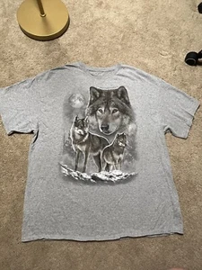 DOM Wolf T-Shirt Men's 2XL Gray Short Sleeve Graphic Wolves Outdoor Wildlife - Picture 1 of 7