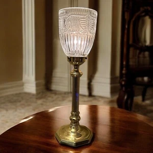 Vintage elegante Fackel Hurricane Messing Tisch Buffet Kaminsims Lampe elektrisch 16" - Bild 1 von 16