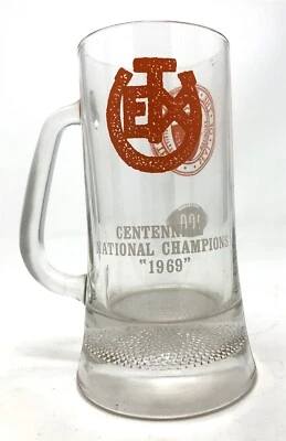 Texas Exes Longhorns College Football Centennial Nat'l Champs 1969 Glass Mug - Image 1 of 2