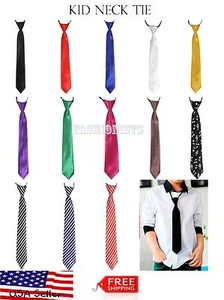 Corbata elástica para niños pequeños niños niños moda boda color liso - Imagen 1 de 14