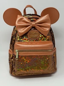Disney Parks Loungefly Minnie Mouse Sequined Apricot Crush Backpack NEW - Picture 1 of 13