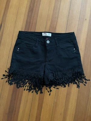 Y2K Mujer/Junior L.e.i. Pantalones cortos negros Ashley Lowrise de encaje talla 1 Foto 1 de 3