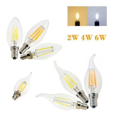 2w 4w 6w Led Filament Bulb E14 Candle Light 360 Beam Lighting 220v Flame Shaped - Image 1 of 4