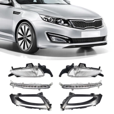 Bumper Driving Fog Lights w/ LED DRL Bezel For 2011-2013 Kia Optima Left & Right Foto 1 de 4