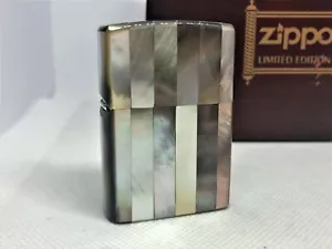 Rare! ZIPPO Full Mother of Pearl GILBERT VANEL Black Shell Case Lighter w Box - Picture 1 of 11