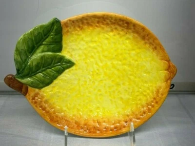 2 pc set Maxcera Yellow Lemon Salad Plates Figural 9.5 "x7"  New Ceramic  - Image 1 of 4