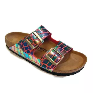 Birkenstock Arizona BS Sandals Womens Size 7-7.5 NARROW Gator Gleam Raspberry - Picture 1 of 9