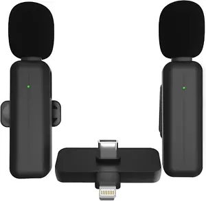 2 Pack Wireless Mini Lavalier Lapel Microphone for iPhone,Android Phone(2 in 1) - Picture 1 of 7