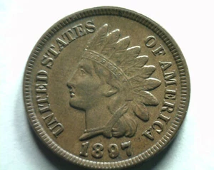 1897 CENTAVO INDIO ELECCIÓN DE CENTAVO SOBRE CH. SIN CIRCULAR MONEDA ORIGINAL AU BONITA - Imagen 1 de 2