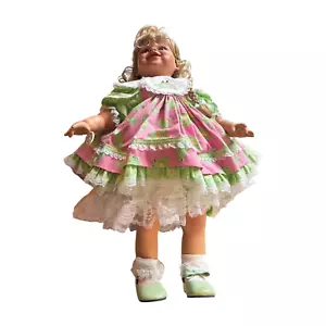 Virginia Turner Vinyl Doll Blonde Curls Ruffled Dress Signed Collectible 1997 - Picture 1 of 6