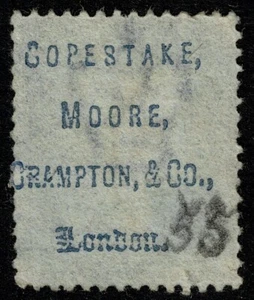 1858 2d Deep Blue COPESTAKE MOORE sottostampa SG47 PP38 Pl 14 SE VFU Cat. £ 100,00 - Foto 1 di 2