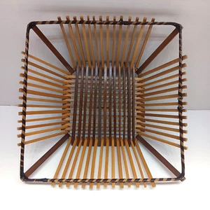 Vintage ARMBEE Mid Century Modern Bambus Holzlatte eckig Korb TOP - Bild 1 von 13