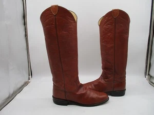 Justin W9945 Brown Leather Tall Pull On Western Riding Boots Womens Size 8 B - Picture 1 of 9