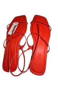 Sandali donna Steve Madden arancione naturale corda incrociata punta piatta aperta taglia US 8 - Foto 1 di 7