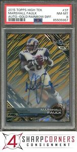 2015 HIGH TEK AUTO GOLD RAINBOW DIFFRACTOR MARSHALL FAULK /50 PSA 8 F3934039-967