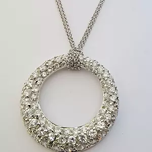 DBJ (Dee Berkley) signierter Sterlingsilber 925 CZ Kreis Anhänger Doppelkette 16 Zoll - Bild 1 von 12