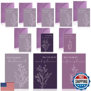 Spakon 16 Pcs Will You Be My Bridesmaid Cards with Envelopes Watercolor Green - Picture 1 of 5