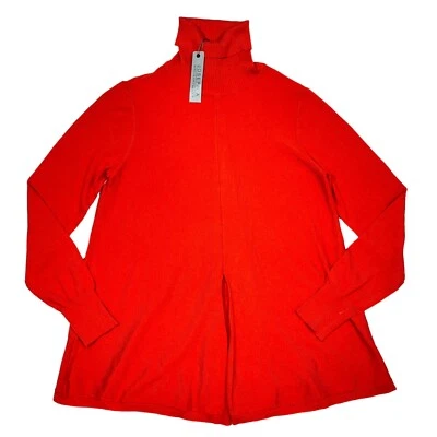 Joseph A Sweater Women's Medium Orange Cowl Neck Pullover Split Front Stretch - Image 1 of 4