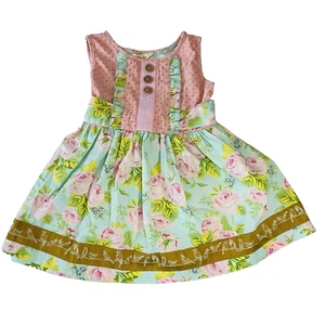 Matilda Jane Girls Size 10 Oh So Lovely Shasta Happy & Free Floral Top Pink Blue - Picture 1 of 10