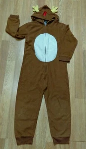 JOE BOXER Brown Reindeer Hooded Antlers One Piece Costume Pajama Unisex Sm 6/7 - Picture 1 of 10