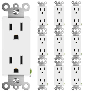 Salida de receptáculo decorador 15A 125V 3 cables autoconexión a tierra grado residencial ×10 - Imagen 1 de 10
