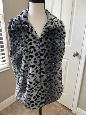 Chaleco Betsey Johnson Negro Gris Imitación Piel Estampado Leopardo Talla Mediana M Foto 1 de 4