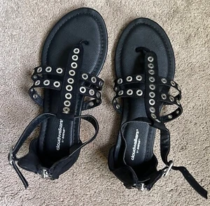 Cloudwalkers-by-Avenue flache Damensandalen schwarz mit Zinn 7 W Neu - Bild 1 von 6