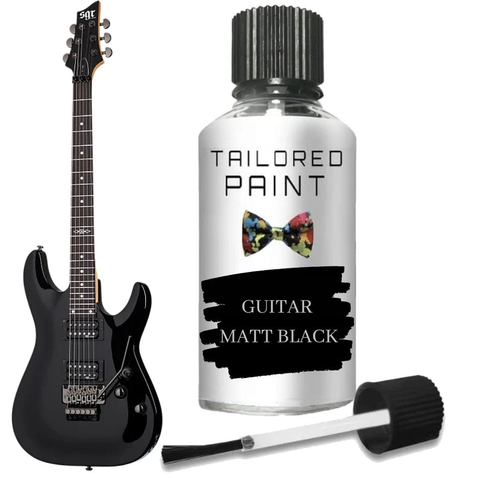 TAILORED PAINT Guitar Matt Black Touch Up Paint For Fender & Gibson 30ML Bottle