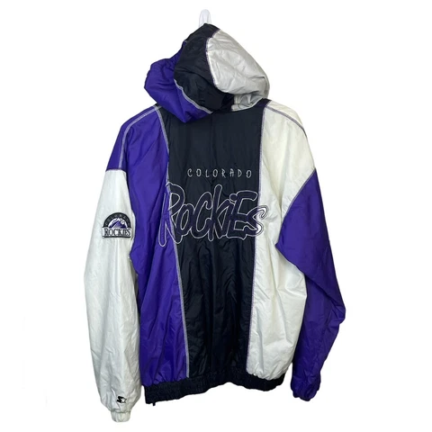 Vintage Starter Colorado Rockies Windbreaker Full Zip Jacket Color Block Men's L Cover