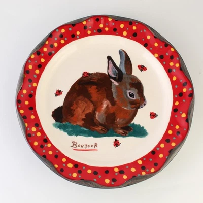 "Plato de cena Anthropologie Nathalie Lete Bunny Bonjour 10""" Foto 1 de 3