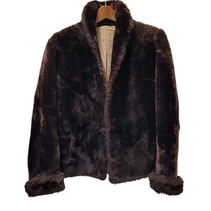 Cappotto pelliccia maniche lunghe marrone vintage Fur Label Authority donna taglia large - Foto 1 di 10