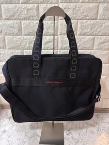 Ferragamo Nylon 2-way Tote Shoulder Bag Black - Picture 1 of 8