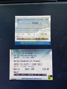 Ticket x 2 2005/6 FAC4 & 2006/7 FAC4 Replay Bolton Wanderers v Arsenal - Picture 1 of 3