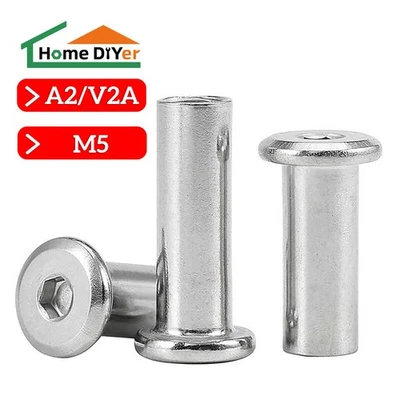 Hülsenmuttern M5 mit Flachkopf Innensechskant geschlossen Edelstahl V2A A2 - Bild 1 von 4