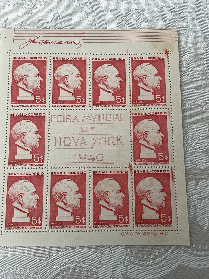 Brazil Stamps Sc 497a Worlds Fair Sheet 1940 new low price - Image 1 of 2