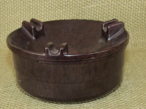 Vintage Art-Deco Bakelite 2-Piece Brown Ashtray ~ Smokador Products USA ~ Used - Picture 1 of 10