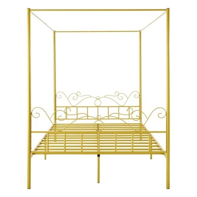 Queen Canopy Bed Frame - Metal Design with Headboard & Four Poster Structure - Image 1 of 4