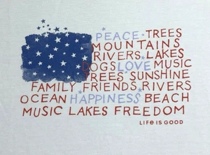 Life is Good Crusher Damen Large weiß Kurzarm Positivity Flagge patriotisch - Bild 1 von 10