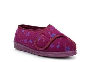 Womens Extra Wide Slippers Ladies Wide Fit Slippers 4E Width EEEE Touch Fasten - Picture 1 of 5