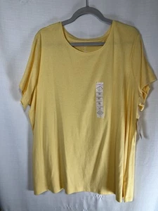 T-shirt girocollo St John’s Bay 3x donna gialla manica corta classica nuova con etichetta - Foto 1 di 4