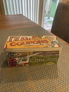 Ancienne boite à coupons décorative Enesco étain avec couvercle 1981 - Photo 1/9