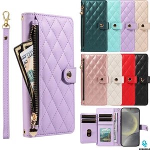 For Samsung S25 S24 S23 S22 S21 S20 S10 Doka Zip Flip Wallet Stand Phone Cover - Picture 1 of 20