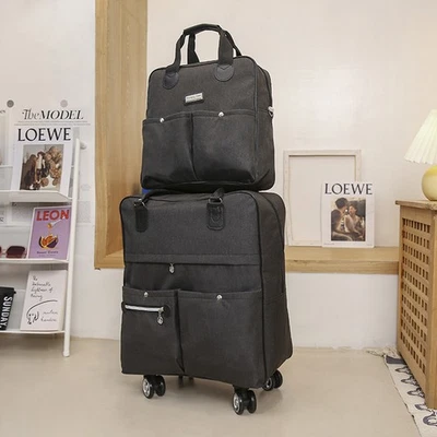 2-Piece Rolling Luggage Set w/ Spinner Wheels & Stackable Underseat Carry Bag - Image 1 of 4