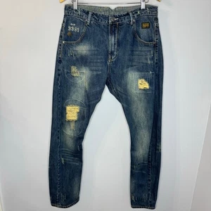 Pantalones de mezclilla G star Raw A entrepierna cónicos moto azul desgastado para hombre 33x32 - Imagen 1 de 15