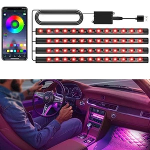 Car Interior LED Strip Kit 72 Lights with Music Rhythm Voice and App Control - Picture 1 of 7