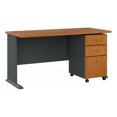 Series A 60W Desk with Drawers in Natural Cherry and Slate - Engineered Wood - Image 1 of 4