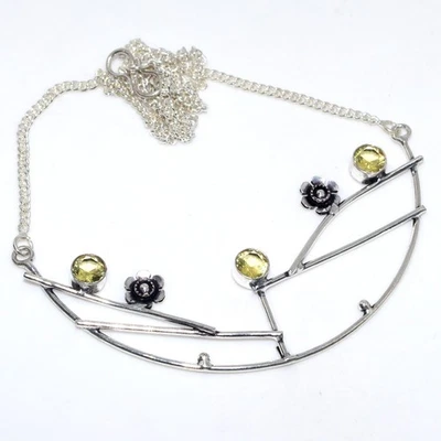 Citrine 925 Silver Plated Gemstone Handmade Necklace 18" Gifts Jewelry JW - Image 1 of 3